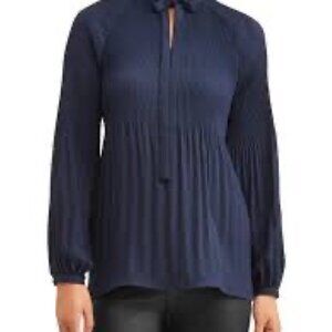 Debbie shuchat small polyester tie long-sleeve blouse